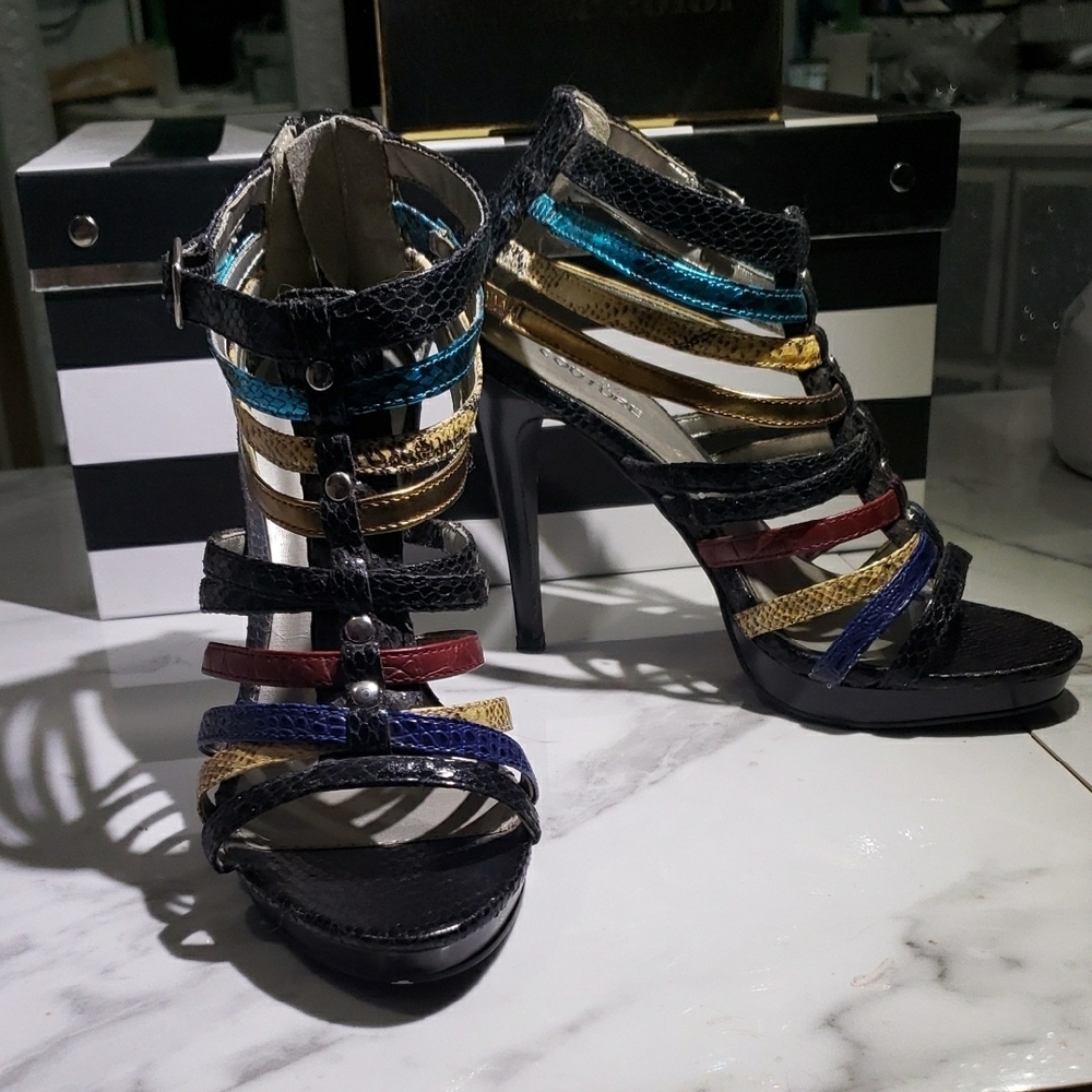 Multicolor Strappy High Heels - Picture 2 of 4